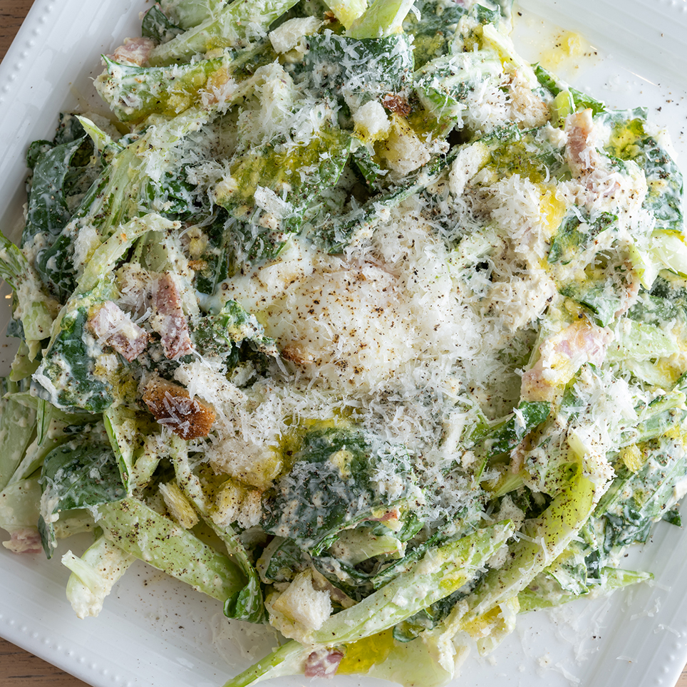 ちんげん菜のイメージが覆る シャキシャキ食感と優しい甘みを生かすシーザーサラダ Namegata Vegetable Kingdom サラダちんげん菜 茨城県行方市 Onestory